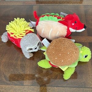 Sloth Fries Hotdog Puppy Dog Turtle Burger Hamburger 3 Food Theme Stuffed Animal